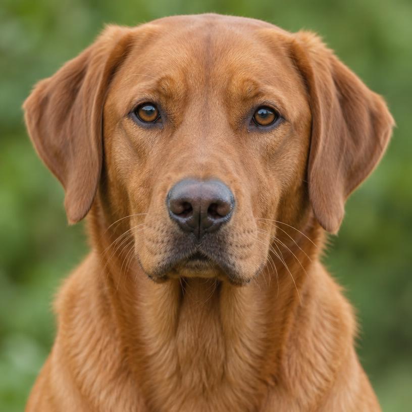 The same fox-red Labrador as a young dog
